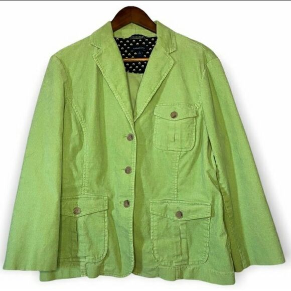 Lands'‎ End corduroy blazer bright sage green large - EUC - Picture 1 of 11